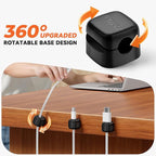 Yocice 6Pack Rotatable Cord Organizer,Spring Cable Clips Desk Cable Management Cord Holder Adhesive Phone Charger Cord Clips for Home Office Car Wall Nightstand Accessories, Black