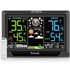 DreamSky Weather Station Indoor Outdoor Thermometer Wireless, Atomic Clock with Indoor Outdoor Temp, Date Day, Adjustable Backlight, Inside Outside Temperature Humidity Monitor for Home