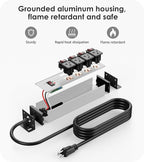 CCCEI Heavy Duty Surge Protector Power Strip 20 Amp Individual Switches. 10FT 12 Gauge Extension Cord with Multiple Outlets. Kitchen, Garage, Shop, Industrial Wall Mount Electric Extender, Grey.