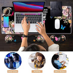 Ergonomic Keyboard Wrist Rest & Mouse Pad Wrist Rest Set, Butterfly Quote Bible Verse Philippians 4-13 Large XXL Gaming Desk Mat 31.5"x 11.8" with Non-Slip Base, Memory Foam for Home Office Study Game