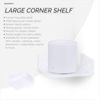 BRAINWAVZ 6.5" Corner Shelf Mount for Speakers, Cameras, Baby Monitors, Plants, Books Electronics, Collectibles & More, Adhesive & Screw in Floating Shelves (White)