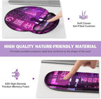 Gaming Mouse Pad, Large Desk Mat, Cute Desk Pad, 4in1 XXL Mousepad + Keyboard Wrist Rest+Mouse Wrist Rest+Coaster Set with Ergonomic Desk Pad for Home Office Table Computer, Purple Anime Neon