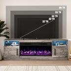 VITESSE TV Stand with 36" inch Electric Fireplace Up to 80" TVs, LED Light Entertainment Center, 70" Modern Wood High Gloss Fireplace with Highlight Storage Cabinet for Living Room (Grey)