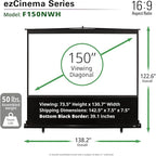 Elite Screens ezCinema Series, 150-INCH 16:9, Manual Pull Up Projector Screen, Movie Home Theater 8K / 4K Ultra HD 3D Ready, 2-YEAR WARRANTY, F150NWH