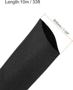 MECCANIXITY Braided Cable Sleeves Heat Shrinkable Fabric Sleeving, 1 3/8" 33ft Black 2:1 Ratio Heat Shrinkable Cord Protector for Harness Cable, Network Cable Protection, Cable Management