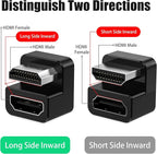 AGVEE 2 Pack (Long Side Inward) 180 Degree Angled HDMI Male to HDMI Female Adapter, U-Shaped 8K@60HZ Converter Coupler Connector Extender for Portable Display Monitor Accessories, Black