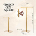Purse Display Stand Jewelry Towers 2 Packs Stainless Steel Bag Stand Tabletop Adjustable Height Double Hook Hanging Jewelry Stands for Necklaces Organizer Home Store Boutique (Anti-fingerprint)