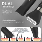 Hatteker 4 in 1 Multifunctional Dual - Head Body Hair Trimmer for Men, IPX7 Waterproof Groin & Body Hair Groomer, Rechargeable Body Electric Shaver Razor