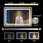 YEELAIT 55x36 Inch LED Bathroom Mirror with Lights Front and Backlit Lighted Vanity Mirror for Bathroom Wall with 3 Colors Dimmable Anti-Fog Memory Shatter-Proof IP54 Waterproof Horizontal/Vertical