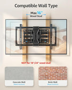 MOUNTUP Ultra Slim TV Wall Mount for Most 37-90 inch TVs, 1.1" Thin Low Profile Full Motion TV Mount Bracket, Dual Swivel Articulating Arms with Tilt, Fits 16" Studs, Max VESA 600x400mm Holds 132lbs