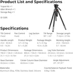 SMALLRIG x Potato Jet TRIBEX SE Hydraulic Aluminum Camera Tripod, with Video Fluid Head, 6kg/13.2lb Load, Max Height 166cm, Professional Video Tripod for Interviews/Wedding/Landscape - 5305