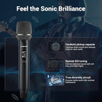 Phenyx Pro Dual-Channel Wireless Microphone System, Dynamic Mics w/ID Lock, Tunable Power Level, Auto Scan, Spectrum Analyzer, True Diversity Cordless Handheld for Singing, DJ, Karaoke (PTAU-2)