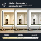 YEELAIT 40x30 Inch LED Bathroom Mirror with Lights (Front Lit and Backlit) Black Framed Lighted Vanity Mirror for Bathroom Wall Dimmable Anti-Fog Memory Tempered Glass Horizontal/Vertical
