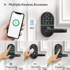 Smart Keypad Door Lock with Handle: NICE DIGI Keyless Entry Electronic Lock for Front Door, Easy Installation (Black)