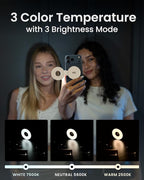 KraftGeek Magnetic Selfie Light for iPhone, Portable Phone Ring Light with Rechargeable Battery, Compact LED Phone Light for Travel, Video Recording, Vlogging