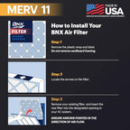 BNX TruFilter 20x25x1 Air Filter MERV 11 (12-Pack) - MADE IN USA - Allergen Defense Electrostatic Pleated Air Conditioner HVAC AC Furnace Filters for Allergies, Dust, Pet, Smoke, Allergy MPR 1200 FPR