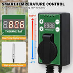 COOS BAY Digital Thermostat Controller -4 to 108°F, Temperature Control for Greenhouse Heater, Heat Mat, Grow Tent, Garage, Reptile Enclosure, Homebrew, Seedling, 15A/1500W, Green, 1 Pack