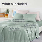 Bambaw King Sheets Set 4pcs – 100% Viscose Derived from Bamboo Sheets King Size Deep Pocket, Fits Up to 16'', Luxury Bedding, Super Soft & Cooling Sheet Set (Sea Glass)