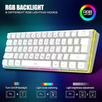 RedThunder 60% Wireless Gaming Keyboard and Mouse Combo, 2500mAh Rechargeable Battery, Ultra-Compact Small RGB Mechanical Feel Keyboard, Lightweight Honeycomb Optical Mouse for Gaming/Business, White