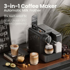 Espresso Machine with Integrated Automatic Milk Frother - Single-Serve Coffee Maker Capsule Compatible, One Touch Latte & Cappuccino, Single or Double Shot Espresso Maker