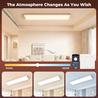 AIKVSXER 2 Pack 1x4 FT LED Flat Panel Light Surface Mount, with Wireless Switch & App Control, Night Mode, 50W 5500LM, 3000K/4000K/6500K, Ultra-Thin LED Light for Office Home,120-277V - White
