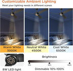 ocioc 52 Inch Ceiling Fans with Lights and Remote,Modern Ceiling Fan with Quiet Reversible DC Motor,6 Speeds,Timer,Dimmable, Black Ceiling Fan for Bedroom,Patios