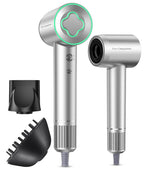 Cosy Companions High-Speed Ionic Hair Dryer, 150000 RPM Brushless Motor for 2-5Min Fast Drying, Low Noise Blow Dryer Reduces Frizz & Heat Damage, Lightweight Hair Dryer with Diffuser & Nozzle, Silvery