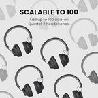 Avantree Quartet 2 - Wireless Group Listening Headphones & Transmitter for TV, Church, Classroom, Silent Discos, Plug & Play, 2.4GHz Expandable Multi-Headphone System with Low Latency & Clear Voice