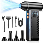 Compressed Air Duster, 150000RPM Electric Air Duster with LED Display & Light, 4 Gear Adjustable Cordless Air Blower, Rechargeable Brushless Motor Turbo Fan for Keyboard, Electronic Devices, Home, Car