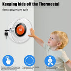 2 PC Round Baby Safety Thermostat Lock Case with Key,Thermostat Cover Universal Lock Case Clear Wall Guard Fits Round Nest Thermostat(3.5x3.5x1.9 in) or Smaller
