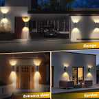 RIDALUX Outdoor Wall Light Cylinder Waterproof : 2 Pack Exterior Fixtures Wall Sconce with LED Up Down - Modern Outdoor Light for Porch Patio Garage