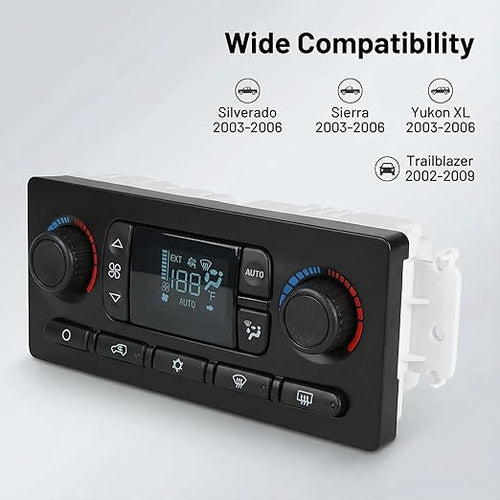 599-211XD A/C Control Switch Air Conditioning Climate Control Module, Front Module Panel for 2003-2004 Chevrolet Silverado Suburban Avalanche Tahoe GMC Sierra Yukon Cadillac Escalade Rainier Hummer