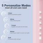 7AM2M Sonic Electric Toothbrush for Adults and Kids, with 8 Brush Heads and Travel Case,5 Modes with 2 Minutes Built in Smart Timer, One Charge Use for 90 Days, Rechargeable Toothbrushes(Pink)