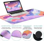 LIMKRIAN Purple Mouse Pad Large Desk Mat Set, Kawaii Clouds Ergonomic Mouse Pad with Wrist Rest Keyboard Wrist Support XXL Mousepad Cup Coaster Set, Cute Purple Office Desk Accessories Decor Supplies