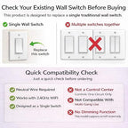 LANBON Smart Light Switch,1/2/3 Gang,3 Way for Whole House, LCD Magic Panel by WiFi Mesh Never be Offline, 2.4G Wi-Fi Smart Switch Compatible with Alexa&Google Home, Neutral Wire Required,L8-HS-White
