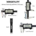 NEIKO 01401A 6-Inch Electronic Digital Caliper, Stainless Steel, Extra Large LCD Screen, Measurement Conversions for Inches, Millimeters, and Fractions