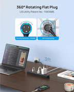 TROND 360° Rotating Plug Surge Protector, Power Strip with USB Ports, 3 USB C and 1 USB A, 1440 Joules, ETL Listed, 1625W, Wall Outlet Extender, 3ft Extension Cord for Home Office Dorm, Black