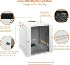 Tecmojo 12U Wall Mount Rack Network Cabinet for 19" IT Equipment,with Lockable Glass Door and Side Panels,Cooling Fan,17.7inch Depth,White
