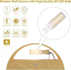Aipsun Aluminum Modern LED Wall Sconce Hardwired Interior Wall Lights Set of 2 Wood Texture Up and Down Wall Mount Light for Living Room Bedroom Hallway Corridor Warm White 3000K(with G9 Bulbs)