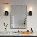 AONEON Wall Light Fixtures Matte Black Bathroom Vanity Lights Over Mirror with White Frosted Glass, Wall Lamps for Hallway Washroom Porch Entrance T001MB-L1