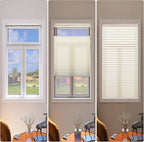 LEXEN Smart Top Down Bottom Up Honeycomb Shades - WiFi Enabled Motorized Cellular Blinds Compatible with Alexa/Google Home Double Cellular Fabric Light Filtering Insulated Custom Sizes-Beige