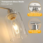 Unicozin Bathroom Light Fixtures, 5 Light Vanity Lights for Bathroom, Brushed Nickel Wall Lamp with Clear Glass for Mirror, Living Room, Hallway, Cabinet, E26 Base
