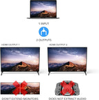 OREI HDMI Splitter 1 in 2 out - Ultra HD 4K @ 30Hz, HDCP, 3D & Full HD 1080P Support for Xbox, PS4, Blu-ray, HDTV - Adapter Included