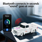 WSTER WS-538 Retro Pickup Truck Bluetooth Replica Speaker – Portable Wireless Car Model Speaker with FM, TWS, LED Party Lights, USB/TF Playback, Built-in Microphone, Type-C, Surprise Gift(White)