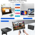 HAMTYSAN 7 Inch Raspberry Pi Screen Touchscreen Monitor 1024x600 Small HDMI Monitor w/Dual Speakers IPS Screen Display for Raspberry Pi 4/3/2 Win 11/10/8/7 Jetson Nano, Free Driver