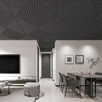 Art3d 12-Pack Drop Ceiling Tiles 2x2 FT, PVC 3D Textured Panels for Interior Wall Decor Living Room Bedroom Office, 24x24 Inch, Black