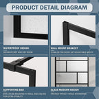 Goodyo 34” X 72” Shower Door Tempered Glass Framed Shower Screen Panel for Walk-in Bathroom Matte Black Finish, Middle Glass Frosted Pattern, 3-Pieces Glass