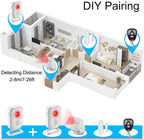 Greencycle Motion Sensor Doorbell, Wireless Motion Sensor Door Chime Business Entry Doorbell, Retail Store Door Entry Alert, Bed Alarms for Elderly Dementia Patients (3 Receivers 1 Sensor)