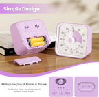InfPokid Visual Timer for Kids with Pause Function, 60 Minute Countdown Timer for Kids Desk Study, Teaching, Kitchen Cooking, Office Meetings, Time Management for ADHD (Purple)