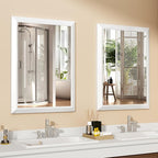 SMIROR Matte White Bathroom Mirror for Over Sink, 24”x 36” Metal Thick Framed Rectangle Vanity Mirror for Wall, Right Angle Corner, Anti-Rust, Horizontally or Vertically Mounted